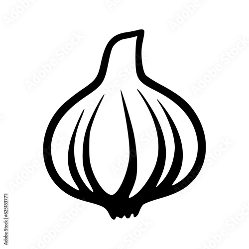 Garlic icon black outlines vector illustration