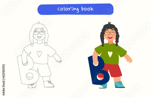 Cartoon character outlined for coloring book. 
 Black and white illustration for coloring book