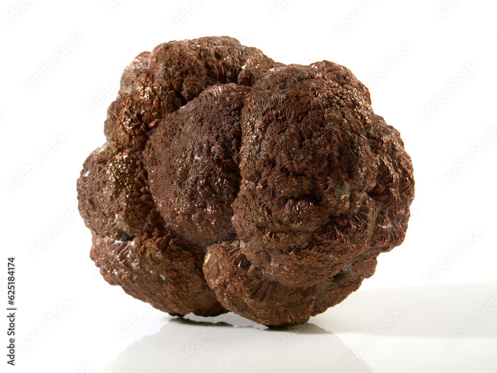 Real Copper colored brown Metal Mineral from Metal rich Sediments isolated on white Background Real Copper colored brown Metal Mineral from Metal rich Sediments isolated on white Background