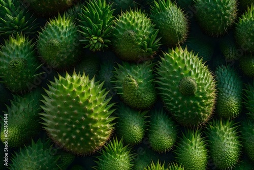 A guanabana tree filled with spiky  green guanabana fruits - AI Generative