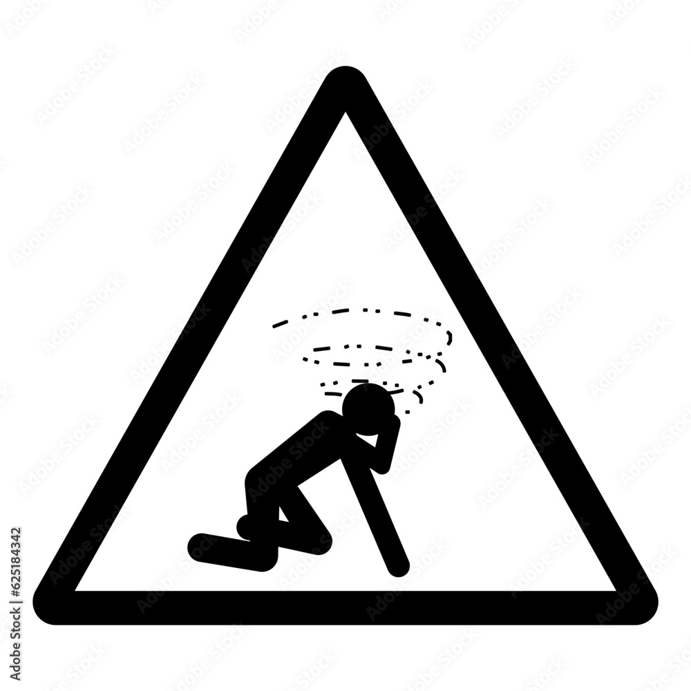 Warning Man Dizzy Suffocation Hazard Symbol Sign, Vector Illustration
