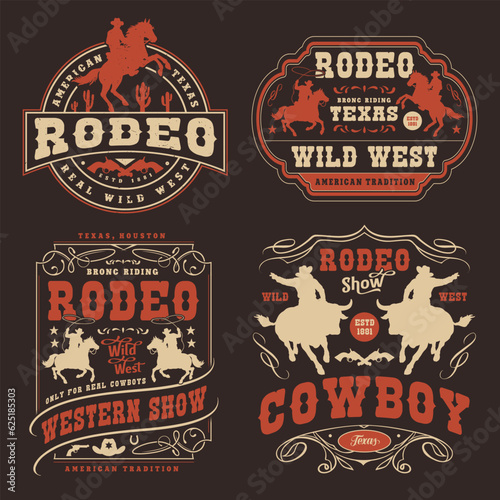 Cowboy rodeo set flyers colorful