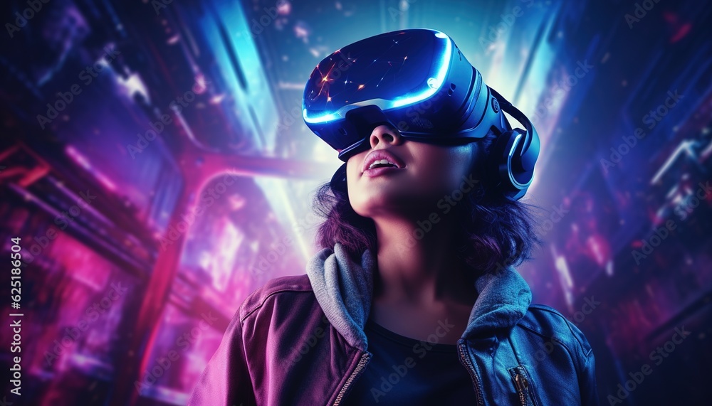 Adult man or woman using VR Technology Adult man or woman using VR Technology