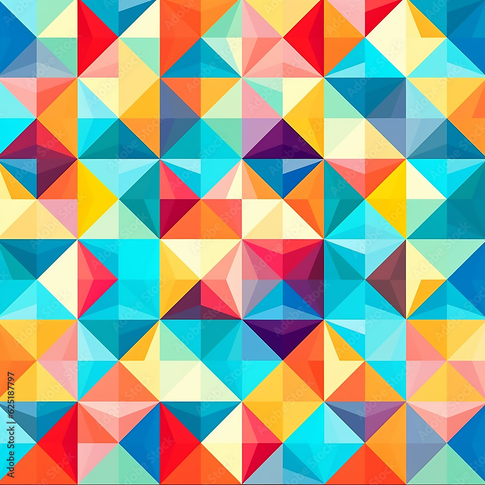 A colorful geometric pattern on a solid background with generative AI technology