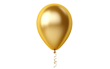 Golden balloon and gold ribbons isolated on transparent background. birthday balloon for card, party, design, flyer, poster, decor, banner, web, advertising. png 
