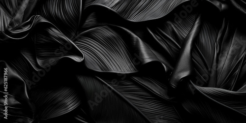 Murais de parede Textures of abstract black leaves for tropical leaf background