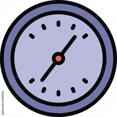 Wall clock icon outline vector. Modern watch time. Round hour clock color flat