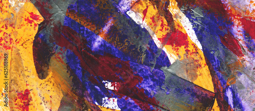 Creative banner with hand drawn abstract multicolored acrylic texture. Colourful background.