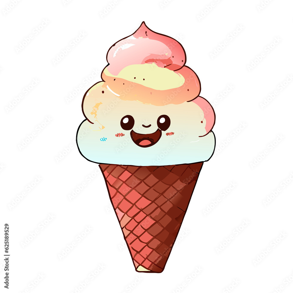 watercolor hand drawn ice cream. AI Generative watercolor hand drawn ice cream. AI Generative