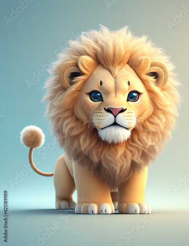 A cute lion, baby, blue eyes, miniature size.
