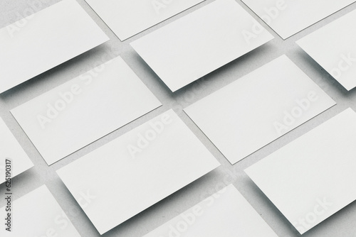 Blank white business cards stack mock up, 3d rendering. Namecard design mockup.