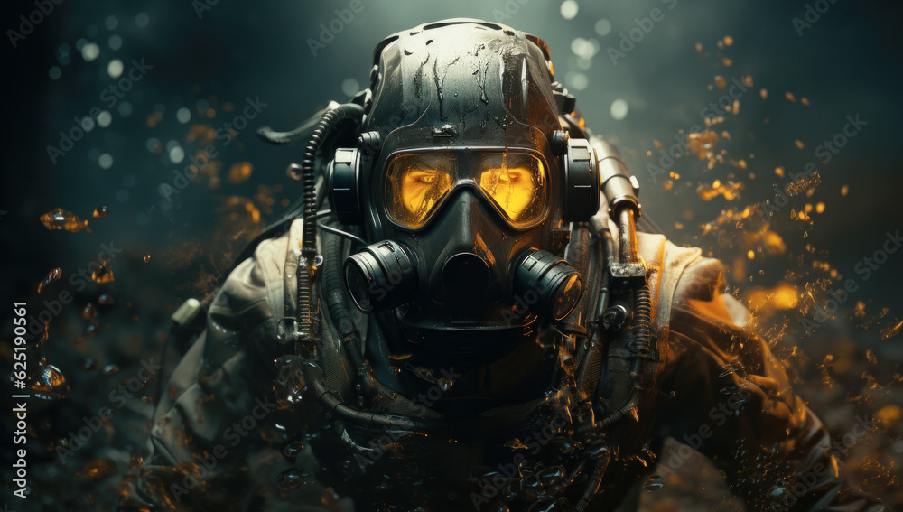Fototapeta premium a diving man wearing a scuba mask