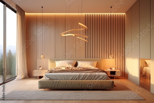 Details of a cozy bedroom with rich earthy colors and luxury touches. Luxurious details and furnishings.