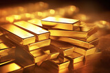 many stacked gold bars or gold bricks make a fortune