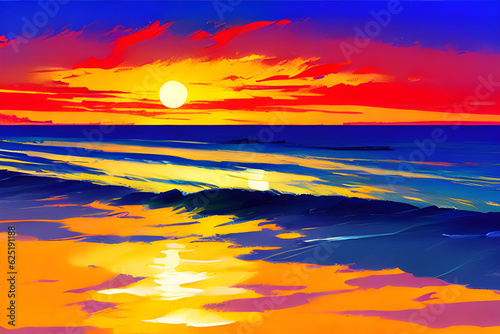 Obraz na płótnie sunset sea. Generative AI