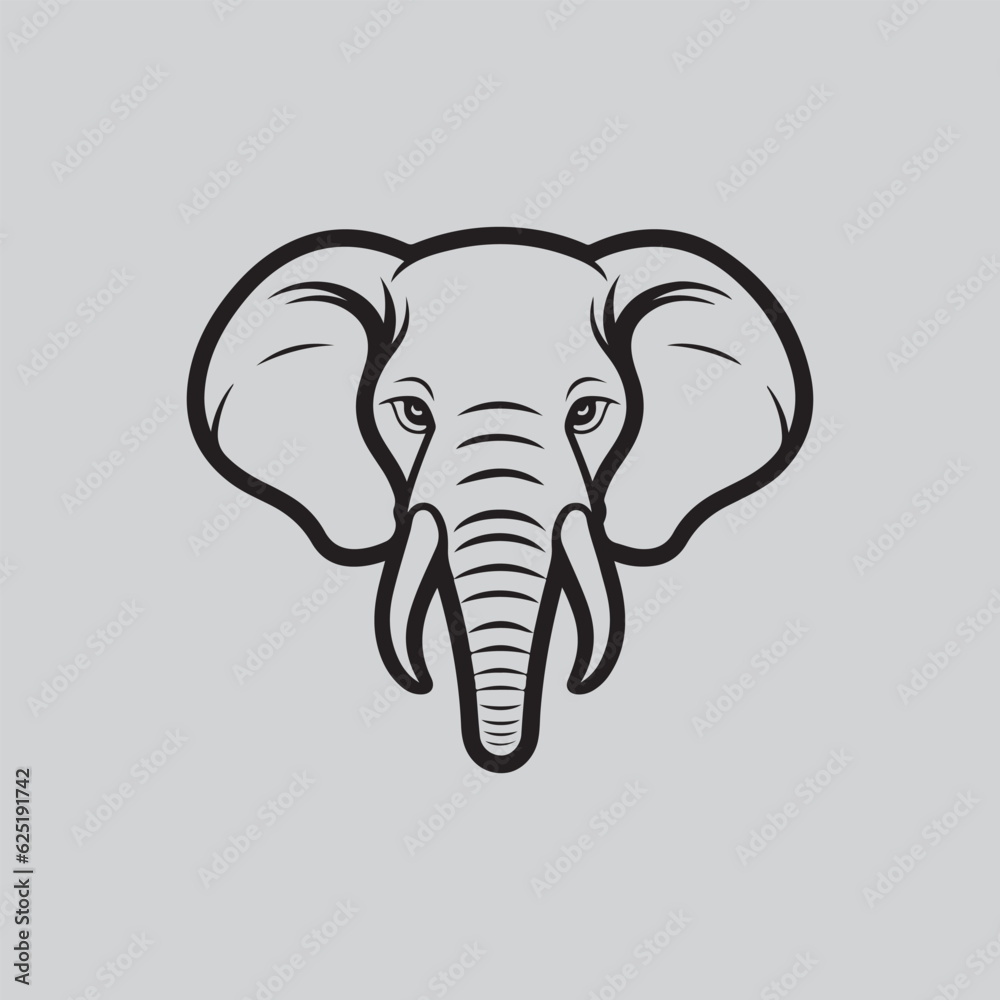 Naklejka premium Elephant head logo vector icon illustration line outline monoline