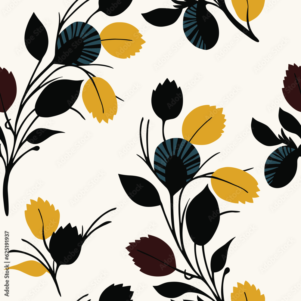 Leafy pattern, Floral seamless pattern. Vector design for paper, cover, fabric, interior decor and other users