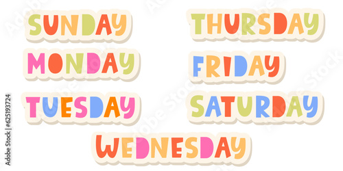 Days Of Week Set Sticker Planner Lettering Element