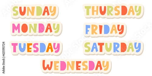 Days Of Week Set Sticker Planner Lettering Element