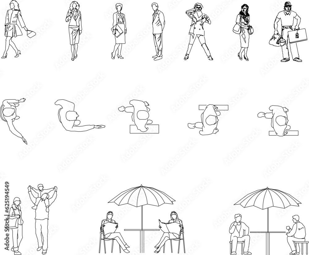 Sketch vector illustration of a collection of character designs of people doing work activities