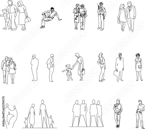 Sketch vector illustration of a collection of character designs of people doing work activities