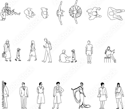 Sketch vector illustration of a collection of character designs of people doing work activities