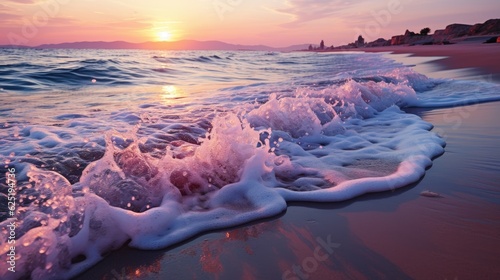 Violet sunrise ocean with v...