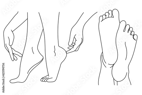 foot care line drawing heels leg woman