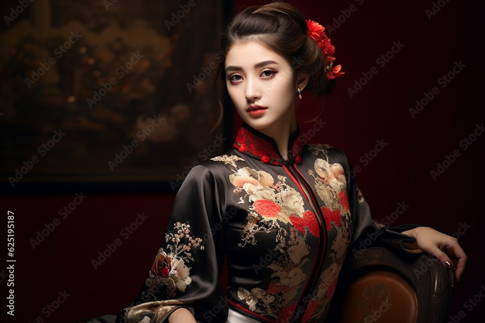 Cheongsam Chinese dress. generative ai
