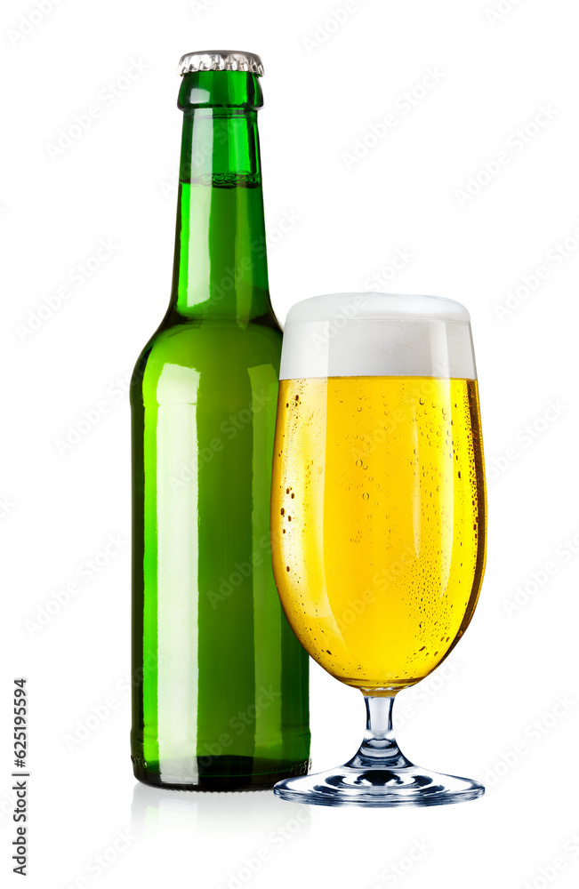 Bierflasche und Bierglas Bierflasche und Bierglas