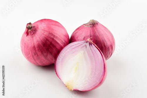 Raw onion isolated on white background