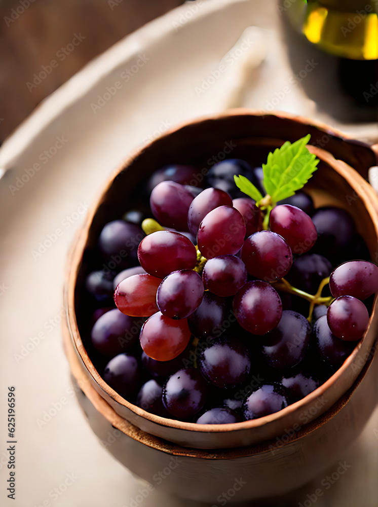 Realistic grapes wine palette lighting detail cozy Realistic grapes wine palette lighting detail cozy