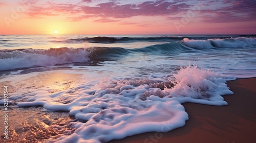 Violet sunrise ocean with v...