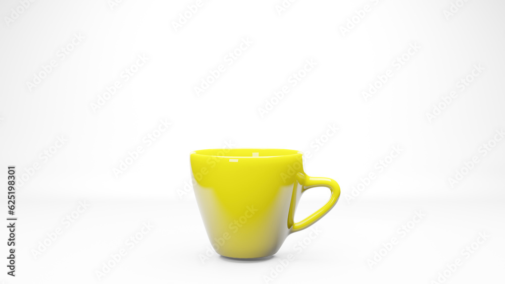 3d render yellow coffee cup or mug glass isolated on white background 3d render yellow coffee cup or mug glass isolated on white background