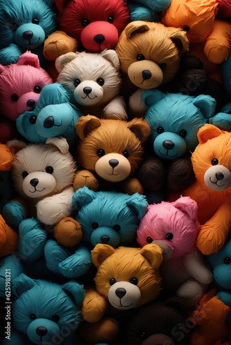 Abstract hypnotic illusion of teddy bears. Generative AI © piai