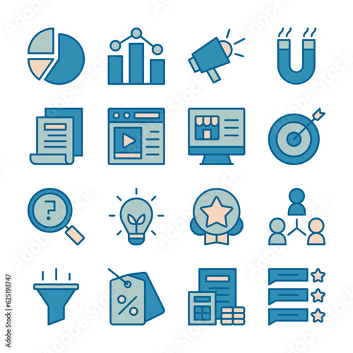 Marketing Icons Filled Outline Style for Any Purpose