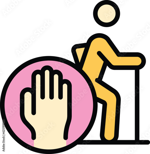 Ageism stereotype icon outline vector. Senior discrimination. Society prejudice color flat