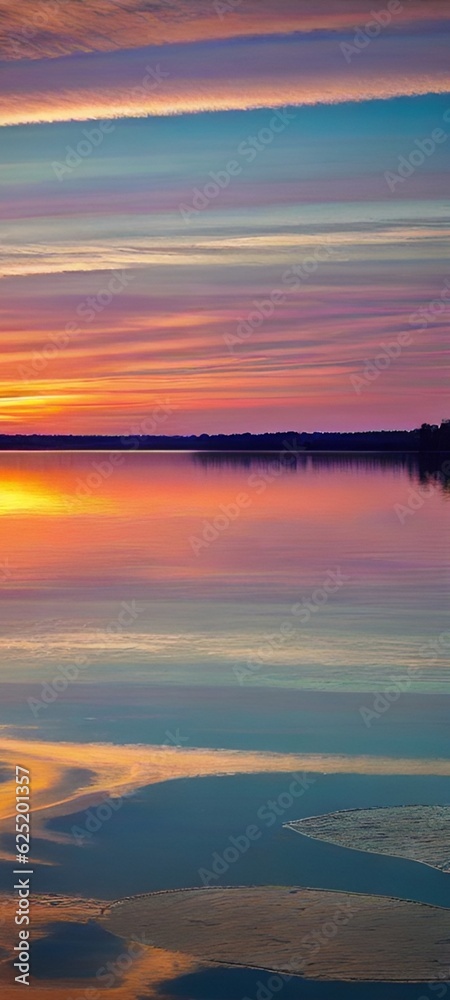 Serene sunset over a calm lake,Wallpaper full screen HD,