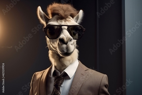 Elegant Camel in Business Attire at the Office, generative AI © Ash