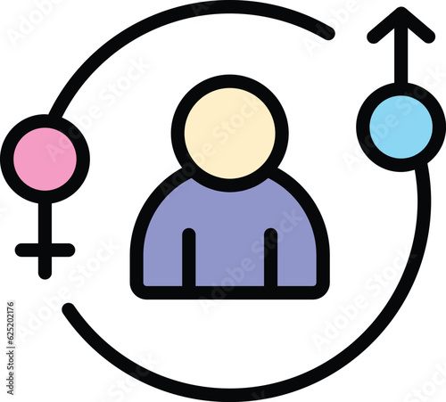 Gender parity icon outline vector. Equal career. Social stereotype color flat