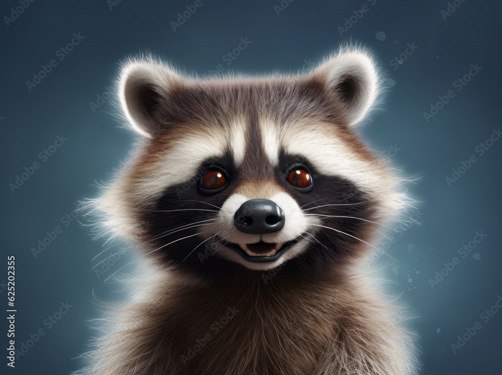 Funny Raccoon Portrait, A Beautiful and Cute Young Mammal in its Natural Habitat, Generative AI Funny Raccoon Portrait, A Beautiful and Cute Young Mammal in its Natural Habitat, Generative AI