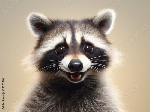 Funny Raccoon Portrait, A Beautiful and Cute Young Mammal in its Natural Habitat, Generative AI © Phanida