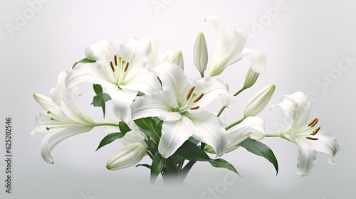 Graceful lilies photo realistic illustration - Generative AI.