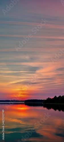 Serene sunset over a calm lake,Wallpaper full screen HD, © Sasa