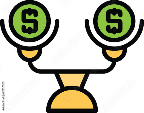 Gender balance wage icon outline vector. Equity work. Business equality color flat
