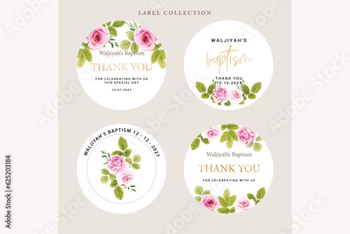 pink roses floral labels design