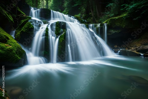 waterfall in the forest generated by AI technology