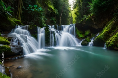 waterfall in the forest  generated by AI technology