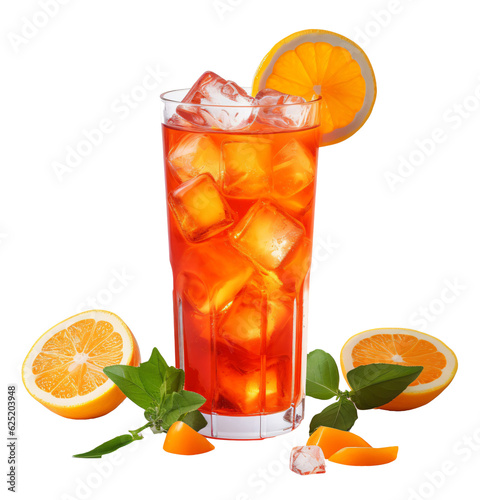 Aperol Spritz drink coctail isolated on the transparent background PNG. AI generative.	