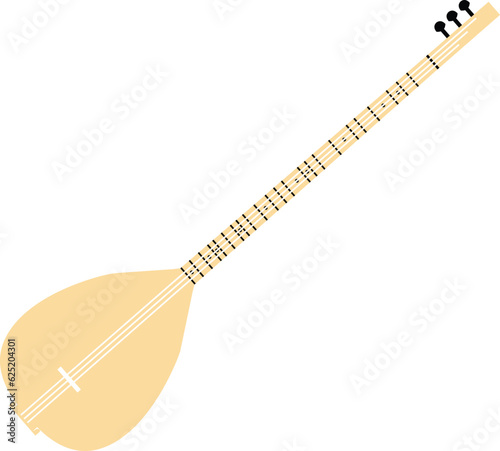 Saz con icon. Baglama Saz sign. Saz musical instrument symbol. flat style.